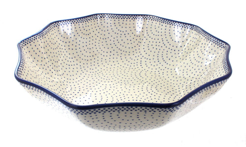 Polish Pottery Small Dots Large Decagonal Serving Bowl
