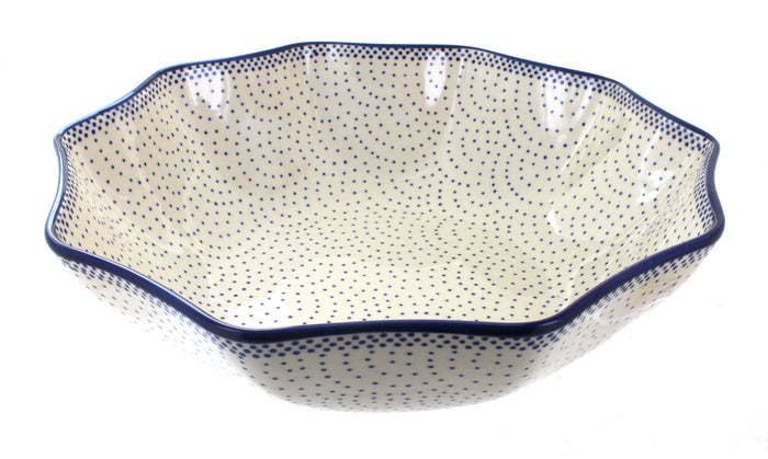 Polish Pottery Small Dots Large Decagonal Serving Bowl