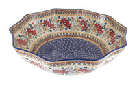 Polish Pottery Red Daisy Large Decagonal Serving Bowl