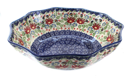 Polish Pottery Jungle Bouquet Large Decagonal Serving Bowl