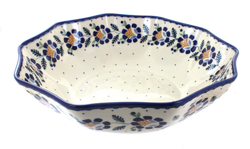Polish Pottery Sunflower Large Decagonal Serving Bowl