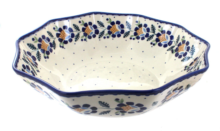 Polish Pottery Sunflower Large Decagonal Serving Bowl