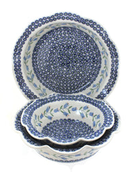 Polish Pottery Tulip 3 Piece Scallop Serving Set