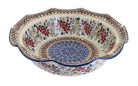 Polish Pottery Red Daisy Large Scallop Serving Dish