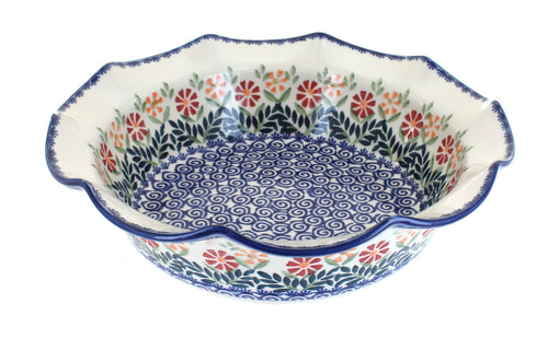 Polish Pottery Garden Bouquet Large Scallop Bowl