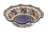 Polish Pottery Red Daisy Medium Scallop Serving Dish