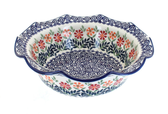 Polish Pottery Garden Bouquet Medium Scallop Bowl