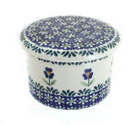 Polish Pottery Blue Daisy French Butter Dish