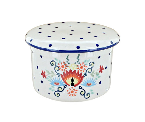 Polish Pottery Desert Flower French Butter Dish