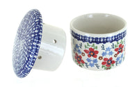 Red Poppy French Butter Dish Polish Pottery