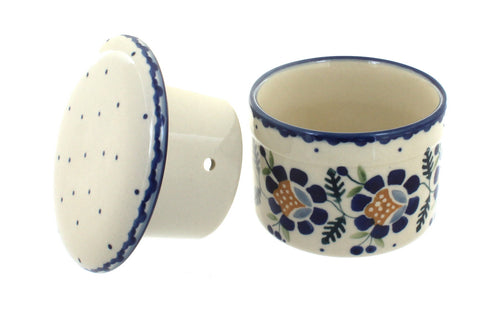 Sunflower French Butter Dish Polish Pottery