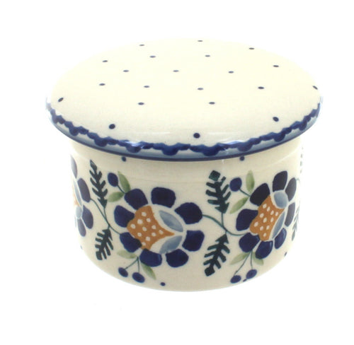 Polish Pottery Sunflower French Butter Dish