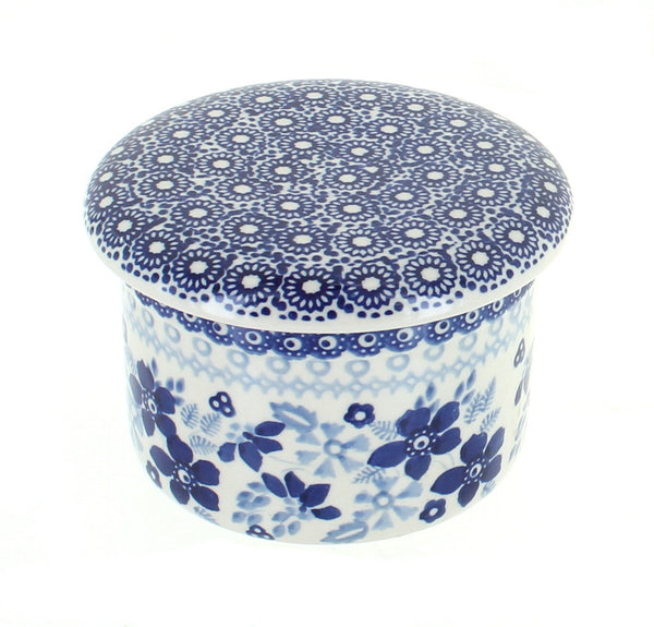 Vintage Blue Daisy French Butter Dish