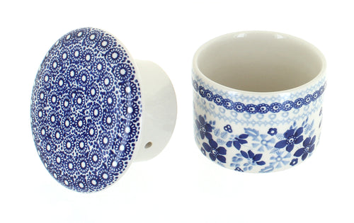 Vintage Blue Daisy French Butter Dish Polish Pottery