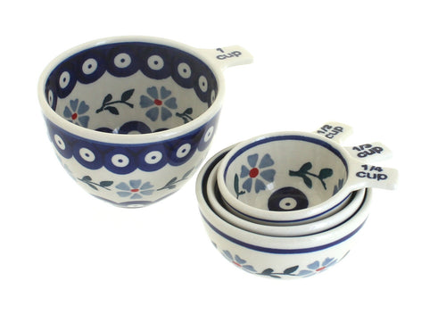 Polish Pottery Blue Violet Measuring Cup Set