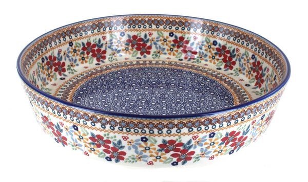 Red Daisy Large Round Baker