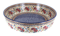 Polish Pottery Red Daisy Large Round Baker
