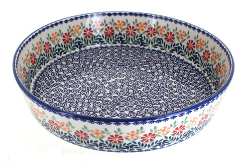 Polish Pottery Garden Bouquet Large Round Baker