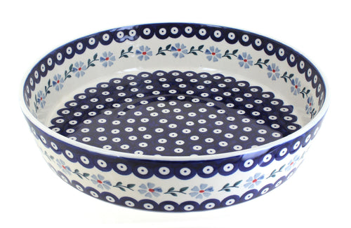 Polish Pottery Blue Violet Large Round Baker