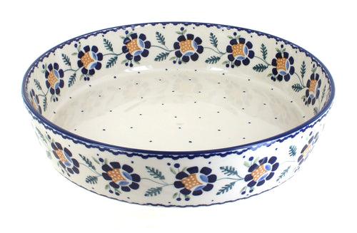 Polish Pottery Sunflower Large Round Baker