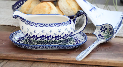 Hallsey Gravy Boat & Ladle Polish Pottery