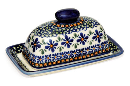 Mosaic Flower Butter Dish Polish Pottery