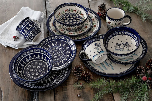 Winter Nights 16 Piece Dinner Set Polish Pottery