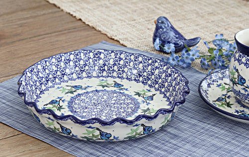 Mockingbird Pie Plate Polish Pottery