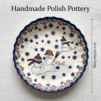 Snowflake Friends Pie Plate Polish Pottery