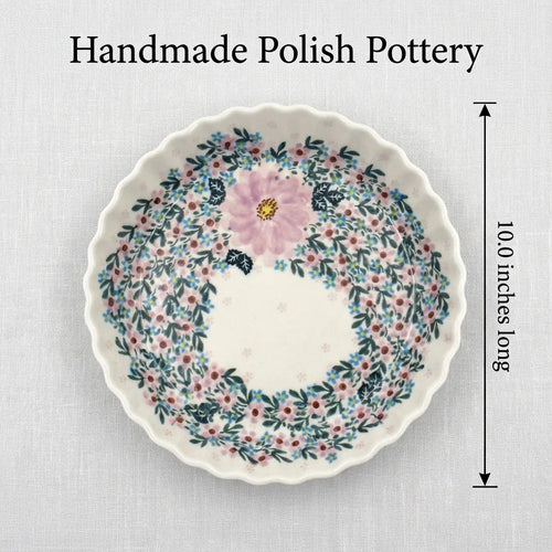 Lilac Garden Pie Plate Polish Pottery