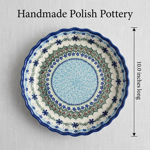 Winter Celebration Pie Plate Polish Pottery