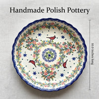 Winter Cardinal Pie Plate Polish Pottery