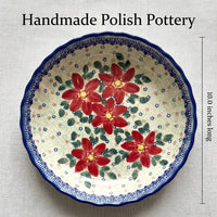 Poinsettia Pie Plate Polish Pottery