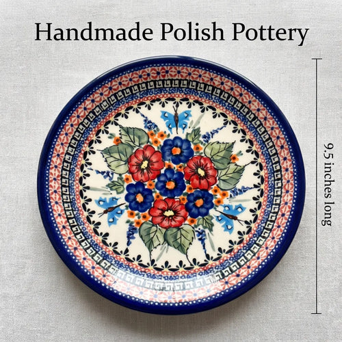 Floral Butterfly Small Dinner Plate Polish Pottery