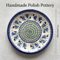 Blue Tulip Small Dinner Plate Polish Pottery
