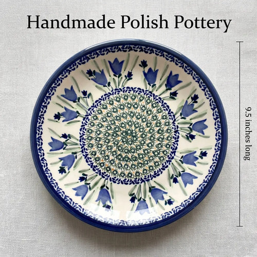 Blue Tulip Small Dinner Plate Polish Pottery