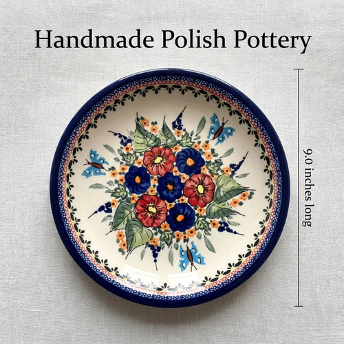 Floral Butterfly Soup Plate Polish Pottery