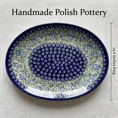 Polish Pottery Dimensions Seaside Swirl Large Serving Platter
