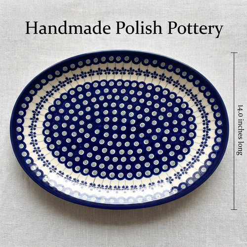 Polish Pottery Dimensions Flowering Peacock Large Serving Platter