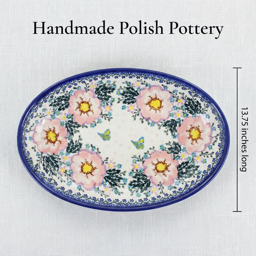 Apple Blossom Oval Platter Polish Pottery