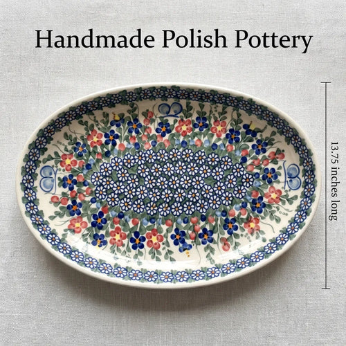 Polish Pottery Dimensions Garden Butterfly Oval Platter