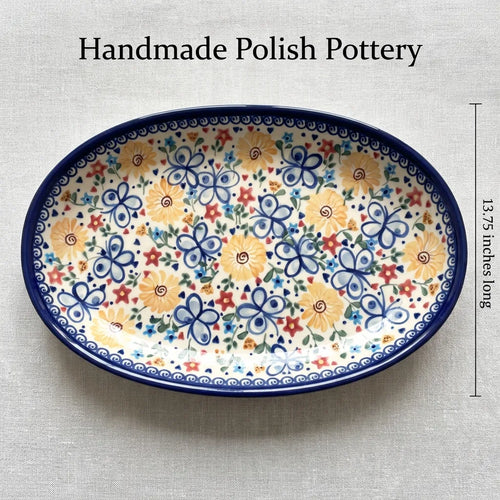 Butterfly Oval Platter Polish Pottery