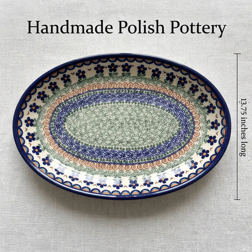 Aztec Flower Oval Platter Polish Pottery