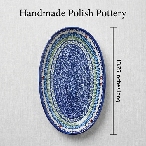 Garden Tulip Oval Platter Polish Pottery