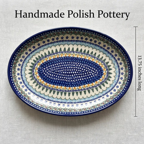 Holiday Pine Oval Platter Polish Pottery