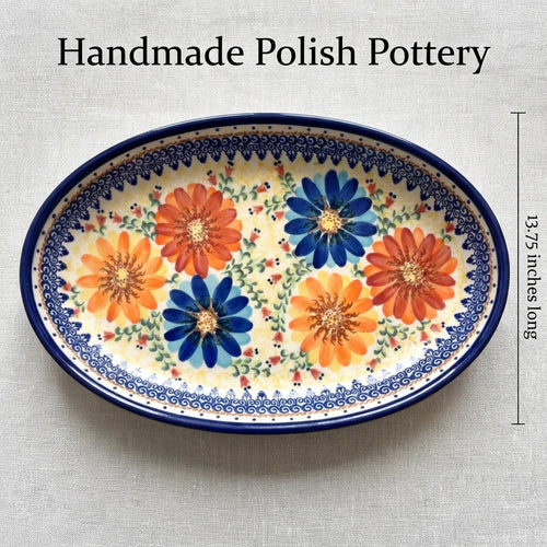 Autumn Burst Oval Platter Polish Pottery