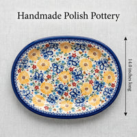 Butterfly Large Oval Platter Polish Pottery