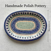 Aztec Flower Large Oval Platter Polish Pottery