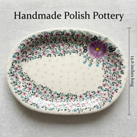 Lilac Garden Large Oval Platter Polish Pottery