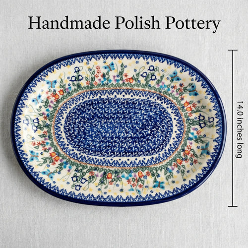 Garden of Eden Large Oval Platter Polish Pottery